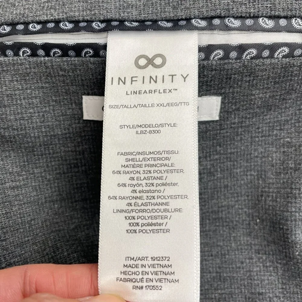 Infinity Linearflex Men's XXL Gray Suit Jacket Stretch Fabric Double Vent M0777